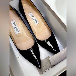 Jimmy Choo Aza Low-Heel Patent Pump, Black 38